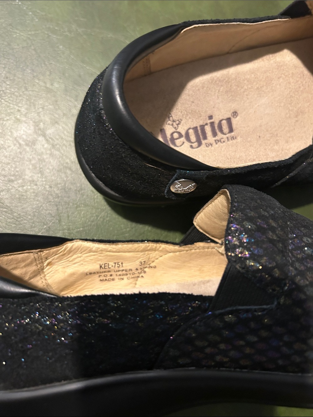 Alegria Black Iridescent Slip-On Comfort Shoes - Picture 8 of 9